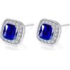 VONSSY Orecchini a perno con pietre preziose, zirconia cubica, zaffiro, argento 925, orecchini quadrati di diamante, regalo di gioielli platino, Argento sterling, Zirconia cubica