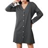 OCCIENTEC Camicie da Notte da Donna in Cotone con Bottoni Camicia Notte a Maniche Lunghe da Donna Blu Navy,L