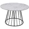 DRW Tavolo da Pranzo in Metallo e Legno MDF Effetto Marmo 120x120x75cm, Nero/Bianco