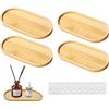 DAGORD 4 Pezzi Vassoio Bamboo Ovale Piccolo 17,5x8,8 cm Vassoio da Portata Bambu Vassoio Bamboo Rettangolare Vassoio Bambù Piccolo per Sottovaso Torte Tazze Caffè Dessert