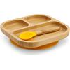 BIOZOYG Set di piatti in bambù quadrato I Piatto Ventosa con cucchiaio - Certificato FSC I Set di ciotole in legno Bambù Bambino - Piatto Bambino I Baby Stoviglie di Bambù Quadrate Giallo