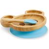 BIOZOYG Set di piatti in bambù Mouse I Piatto Ventosa con cucchiaio - Certificato FSC I Carino Set di ciotole in legno Bambù Bambino - Piatto Bambino Bambino I Baby Stoviglie Bambù Blue