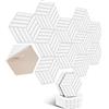Paauzoeng Pannelli Acustici Autoadesivi Esagonali - 12 Pezzi Ad Alta Densità per Pareti, Soffitti, Legno e Porte - 30 x 26 x 0,9 cm, Strisce Bianche
