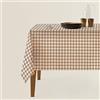 Intrecci Tovaglia a Scacchi Rustica Rettangolare Quadrata, Tovaglia Tessuto Tinto Filo Scozzese prodotta in Italia Disponibile in più Colori e Misure (4 POSTI, Beige/Bianco)