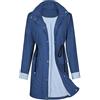 PONCEAU Giacca impermeabile da donna, impermeabile, con cappuccio, giacca a vento, leggera, traspirante, da viaggio, blu navy, XL