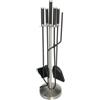Set 4 accessori per caminetto, stufa a legna e barbecue, completo di 4 pezzi con paletta, scopa, pinza e smuovi brace