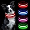 AUAUY Collare luminoso a LED per cani, luce collare per cani ricaricabile e impermeabile, collare regolabile con 3 modalità di illuminazione per cani medi(rosso-M)