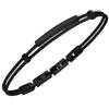 Breil, Collezione Loop, Bracciale Uomo in Acciaio Specchiato Nero, con Sottili Cavetti ed Elemento Centrale Personalizzabile con Incisione, Pratica Chiusura Regolabile 17.5-20.3 cm, Nero