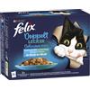 Felix Le Ghiottonerie Doppia Delizia 12 x 85 g Alimento umido per gatti - Salmone & Merluzzo, Sardine & Salmone, Trota & Aringa, Sgombro & Trota