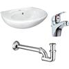LIGHT - KIT LAVAMANI IN CERAMICA 40 CM. COMPLETO DI SIFONE, MISCELATORE E FISSAGGI