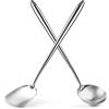 YOSUKATA Set di 2 utensili per wok resistenti al calore, mestolo e spatola per wok universali, utensili da cucina in acciaio inox di alta qualità e accessori per wok, 43,5 cm