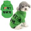 Zunea Felpe con Cappuccio per Cani Cappotto con Foro per Pettorina per Cani di Piccola Taglia I Love My Mom Stampata Felpa Cucciolo Maglione Morbido Inverno Giubbotti Cappotti Abbigliamento Verde XS