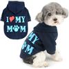 Zunea Felpe con Cappuccio per Cani Cappotto con Foro per Pettorina per Cani di Piccola Taglia I Love My Mom Stampata Felpa Cucciolo Maglione Morbido Inverno Giubbotti Cappotti Abbigliamento Blunavy XS