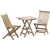 AMBIENTE HOME Ambientehome, Set da giardino in legno di teak, 3 pezzi, tavolo pieghevole di forma rettangolare di circa 40 x 60 cm e sedie pieghevoli