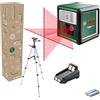 Bosch Home and Garden livella laser a croce Quigo Plus con treppiede allineamento semplice a distanze uguali e variabili grazie alle marcature sulle linee, in scatola di cartone E-Commerce