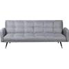 DRW Divano letto a 3 posti in poliestere con gambe in metallo grigio, nero e oro, 193 x 83 x 75 cm