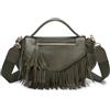 Kate Lee Verde, Borsa a Tracolla in Pelle Bruny Fringes Donna, Medium