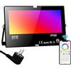 Neliwo Faretto Led da Esterno,80W Faretti Led RGB Cambio Colore, Equivalente 800W, 16 Milioni Colori, 8000LM Super Luminoso,Bianco Caldo 2700K,Impermeabile IP66 Interna ed Esterna per Giardino,Cortile,Prato