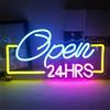 Horseneon Segnalino Neon Aperto 24 Ore 40 x 21 cm, Luce Neon Colorata per Hotel, Club, Bar, Ufficio, Centro Commerciale, Sala Giochi, Ristorante, Negozi, Sign Decor