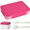 Naapesi Lunch Box 1330 ML, Lunch Box Prova di Perdite, Bento Lunch Box Senza BPA, Portamerenda Ermetico Lunchbox Portapranzo con Scomparti, con Posate Cucchiaio e Forchetta, per Ufficio Scuola (Rosa)