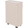 IHOMAGIC Cesto della Biancheria con Ruote 40L - Cesta del Bucato Sottile Pieghevole, Cesto Portabiancheria Rettangolare in Piedi, Sottile Secchi per La Biancheria per Hotel, Deposito Familiare (Beige)