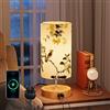 GPATIO Abat Jour da Comodino Moderne, Lampada da Comodino con Controllo Touch, Stampato Paralume Lampada da Tavolo Dimmerabile con Porte di Ricarica 2 USB per Camera Letto, Lettura, Soggiorno Ufficio