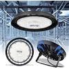 Blivrig 100W LED Lampada da Officina UFO interno esterno 6500K Bianco Freddo con Staffa, 10000LM Lampadario Industriale a Sospensione IP65 Impermeabile, 144 LED Alto, per Magazzino, Fabbrica, Wharf