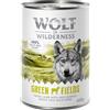 Wolf of Wilderness Confezione prova! Wolf of Wilderness Crocchette, umido e snack per cane - 400 g umido Green Fields - Agnello