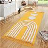 LINROMIA Tappeto Corridoio Lungo 60x180 cm, Boho Giallo Arcobaleno Tappeti in Cotone, Tappeto Tessuto a Mano con Frange, Tappeto Lavabile in Lavatrice per Cucina Salotto Bagno Camera Da Letto
