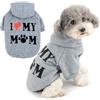 Zunea Felpe con Cappuccio per Cani Cappotto con Foro per Pettorina per Cani di Piccola Taglia I Love My Mom Stampata Felpa Cucciolo Maglione Morbido Inverno Giubbotti Cappotti Abbigliamento Grigio S