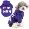 Zunea Felpe con Cappuccio per Cani Cappotto con Foro per Pettorina per Cani di Piccola Taglia I Love My Mom Stampata Felpa Cucciolo Maglione Morbido Inverno Giubbotti Cappotti Abbigliamento Viola XS