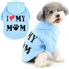 Zunea Felpe con Cappuccio per Cani Cappotto con Foro per Pettorina per Cani di Piccola Taglia I Love My Mom Stampata Felpa Cucciolo Maglione Morbido Inverno Giubbotti Cappotti Abbigliamento Blu XS