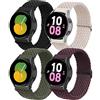 SOLOLUP 4 Pezzi Cinturino Nylon Intrecciato per Samsung Galaxy Watch 6/5/4 40mm 44mm/Watch 6 Classic 43mm 47mm/5 Pro 45mm/4 Classic 42 46mm,20mm Cinturino Sportivo Elastico Regolabili,Nero/Bianco/Verde/Cherry