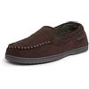 Dearfoams Mocassino Uomo Microsuede con Slipper Whipstitch, Caffè Marrone, X-Large