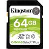 GielleService Scheda Memoria Kingston SDXC 64 GB UHS-I Classe 10 100 MB/s Canvas Select Plus