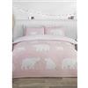 Rapport Polar Bear-Set Copripiumino Singolo in 100% Cotone Spazzolato, Reversibile, Colore: Fard, Blush