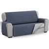 TEXTIL-HOME Textilhome Copridivano Malu 3 Posti 160 cm Imbottito Reversibile Blu