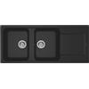 Elleci LG250040 Life 500 - Lavello da cucina, 2 vasche, gocciolatoio, 116x50 cm, Nero