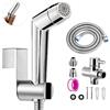 ABSOK Set doccetta per bidet, soffione regolabile in ABS cromato, kit spray per pannolini per bambini con valvola a T G1/2, Tubo Doccia 1,5m e Supporto Doccetta