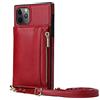 Generic Zipper Leather Crossbody Case for iPhone 13 11 PRO Max XS XR X 8 7 Plus SE2 12 Cover with Long Strap Card Slot Wallet Case (Color : Red, Material : for iPhone 11 PRO)