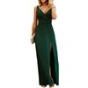KBRPEY Abito Elegante Donna a V Profonda Abiti Elegante Senza Maniche Vestiti Donna Sexy Bassa Gonna Lunga a Party Cocktail Clubwear Abito Lungo Verde Vestito(Verde XL)