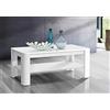 FORTE Tuluza Tavolino da salotto, in legno derivato, bianco lucido abbinato al bianco, L x A x P: 110 x 45 x 60 cm