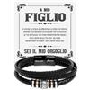 Bramart Azienda Italiana Bracciale Uomo in Pelle Intrecciata con Acciaio Inox inossidabile A Mio Figlio Idee Regali per lui Natale Compleanno - Cofanetto con DEDICA incluso (21, A mio Figlio)