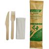 vidoelettronica Set Posate Usa e Getta Imbustate - Posate Monouso in Legno 16 CM,Forchetta Coltello Biodegradabili - no plastica - con Salvietta e Forchette Usa e Getta (forchetta coltello tovagliolo 50 pezzi)
