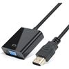 dynattenik Convertitore video HDMI a VGA con audio, 1920 x 1080, uscita audio analogico a 2 canali