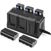 Andoer Caricatore per batteria NP-F550 Caricatore a 6 slot con base di ricarica rimovibile 8,4 V 850 mA Compatibile con Sony NP-F970/NP-F960/NP-F950/NP-F930/NP-F770/NP-F750/NP-F570/NP -Batteria F550