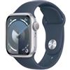 Apple Watch Serie 9 2023 GPS 41mm Cassa Alluminio Argento Cinturino Storm Blue