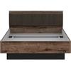 Forte JACKY Letto, superficie 140 x 200 cm, in legno, rovere fango Script/rovere nero, 146,2 x 87,7 x 209,6 cm