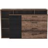 Forte Jacky Cassettiera con 1 anta e 4 cassetti, in legno, rovere fango/rovere nero, 65 x 98,5 x 153,1 cm