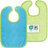 Wörner Südfrottier Set di 2 Bavaglini Grandi - Bavette con Bottone a Pressione - 30x46 cm - 100 % cotone spugna testato Öko-Tex Standard 100 - blu - verde